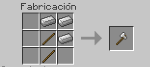 Fabricar una hacha de hierro en minecraft