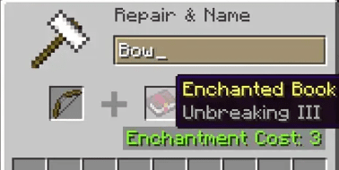 encantar un arco con un yunque en minecraft